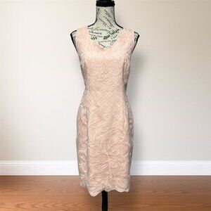 Antonio Melani Peach Embroidered Sheath Mini Dress Sleeveless Feminine Glam 12‎